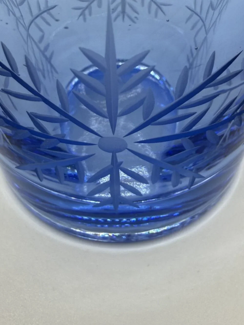 VTG Swiss Snowflake Blue Glass Votive Candle Holders